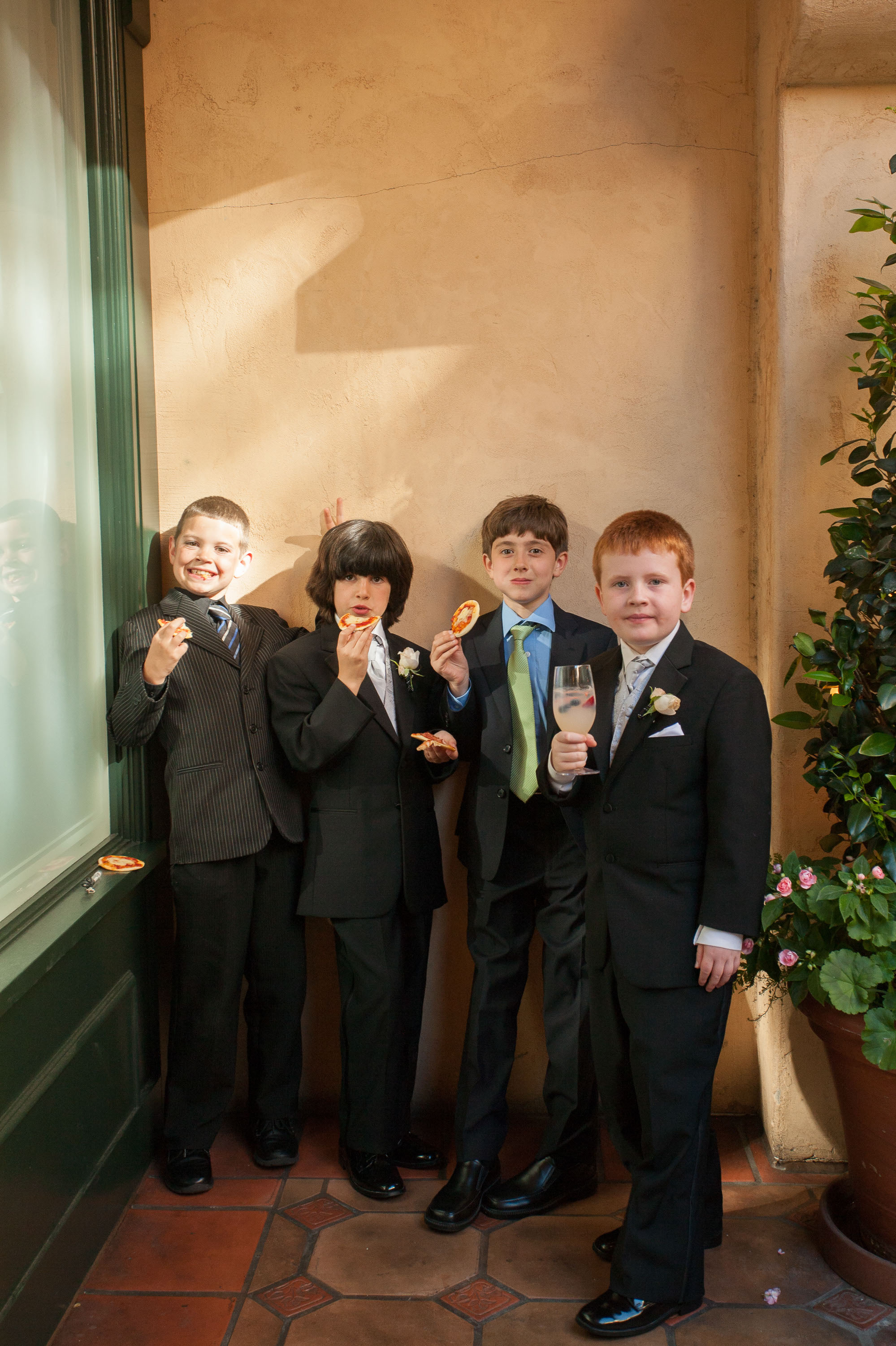 Four cute boys at the Garden Court Hotel in Palo Alto