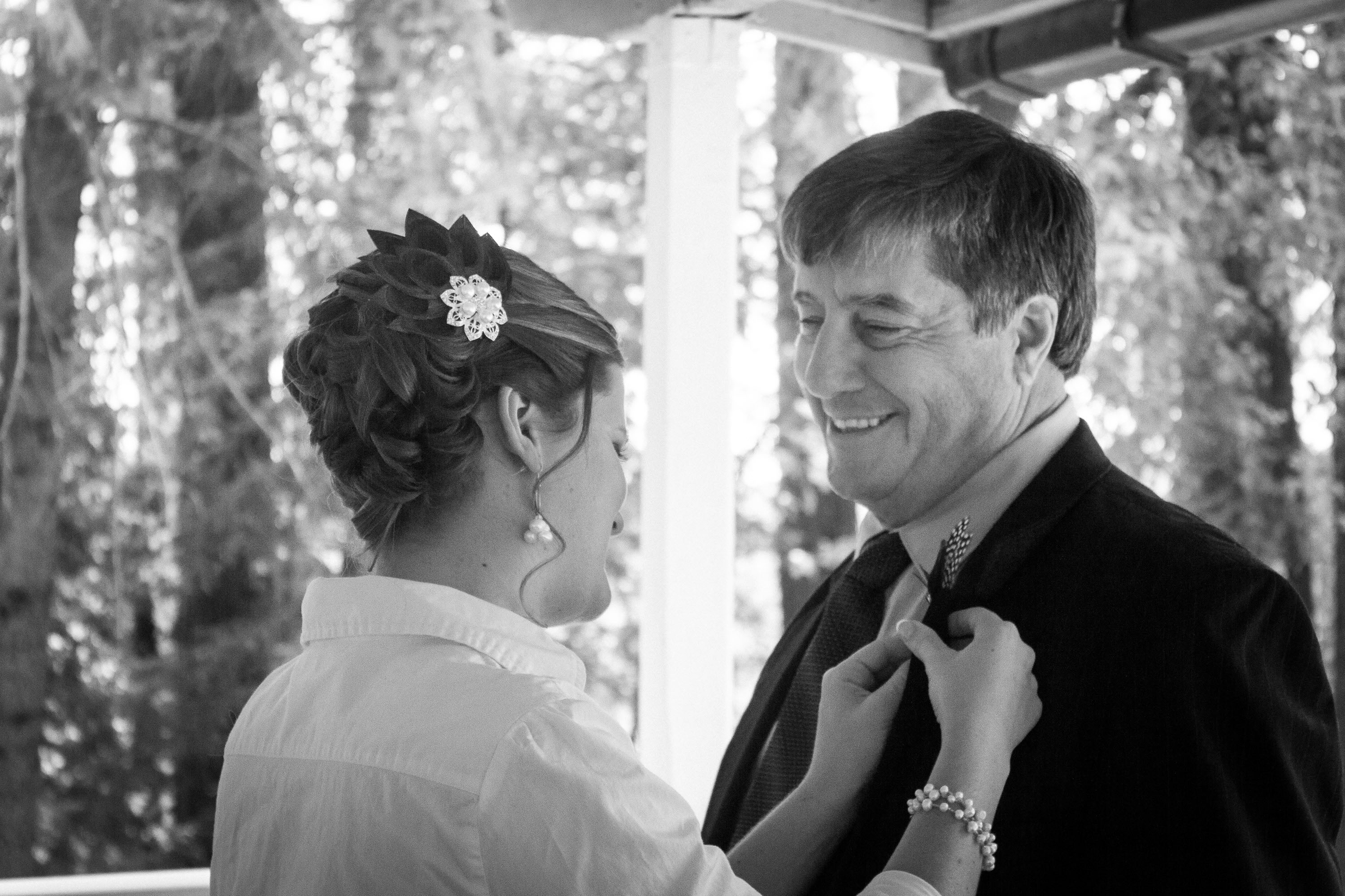 The bride and her adoring dad at Pema Osel Ling in the Santa Cruz mountains