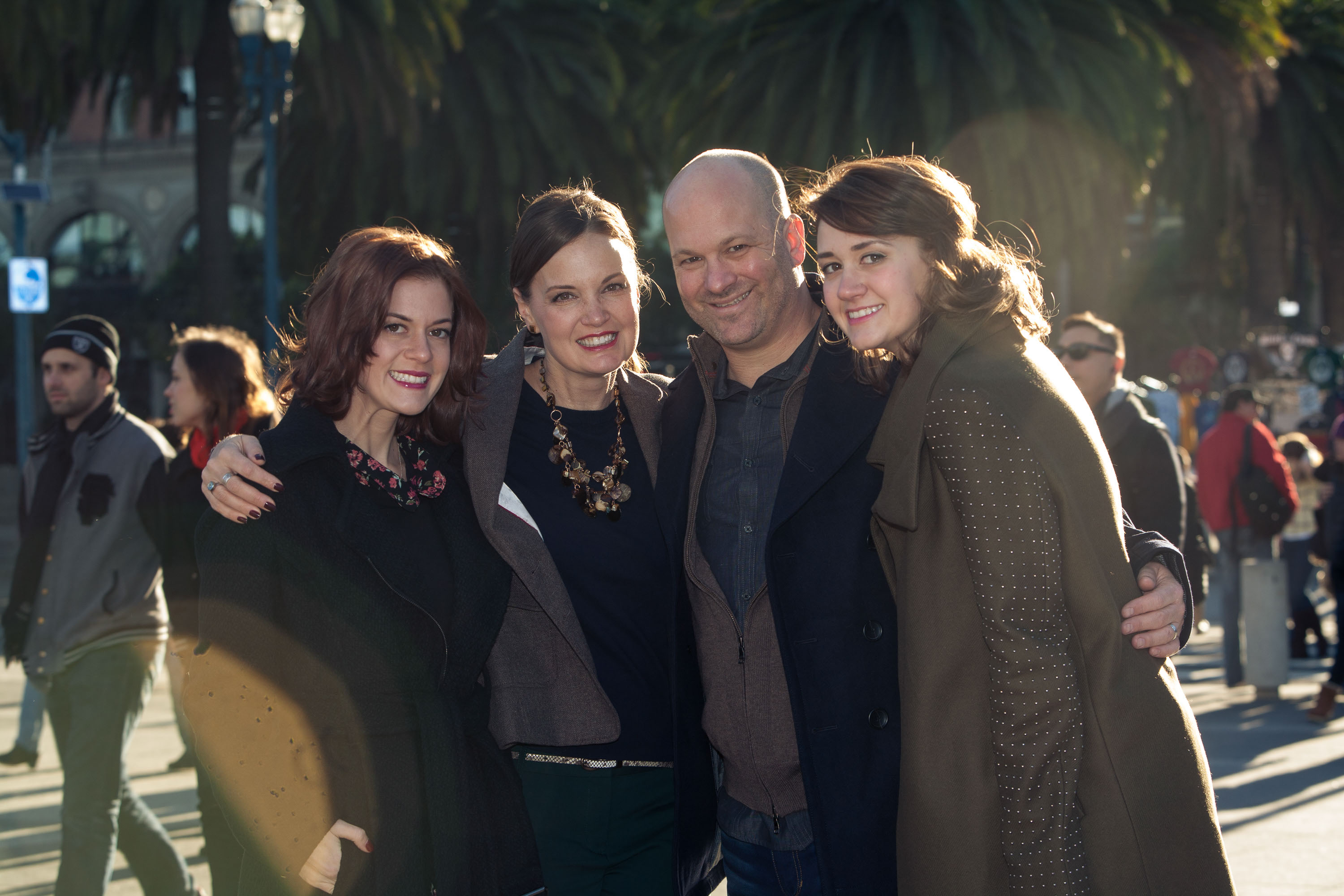 A sun-drenched family portrait taken near the Ferry Building.