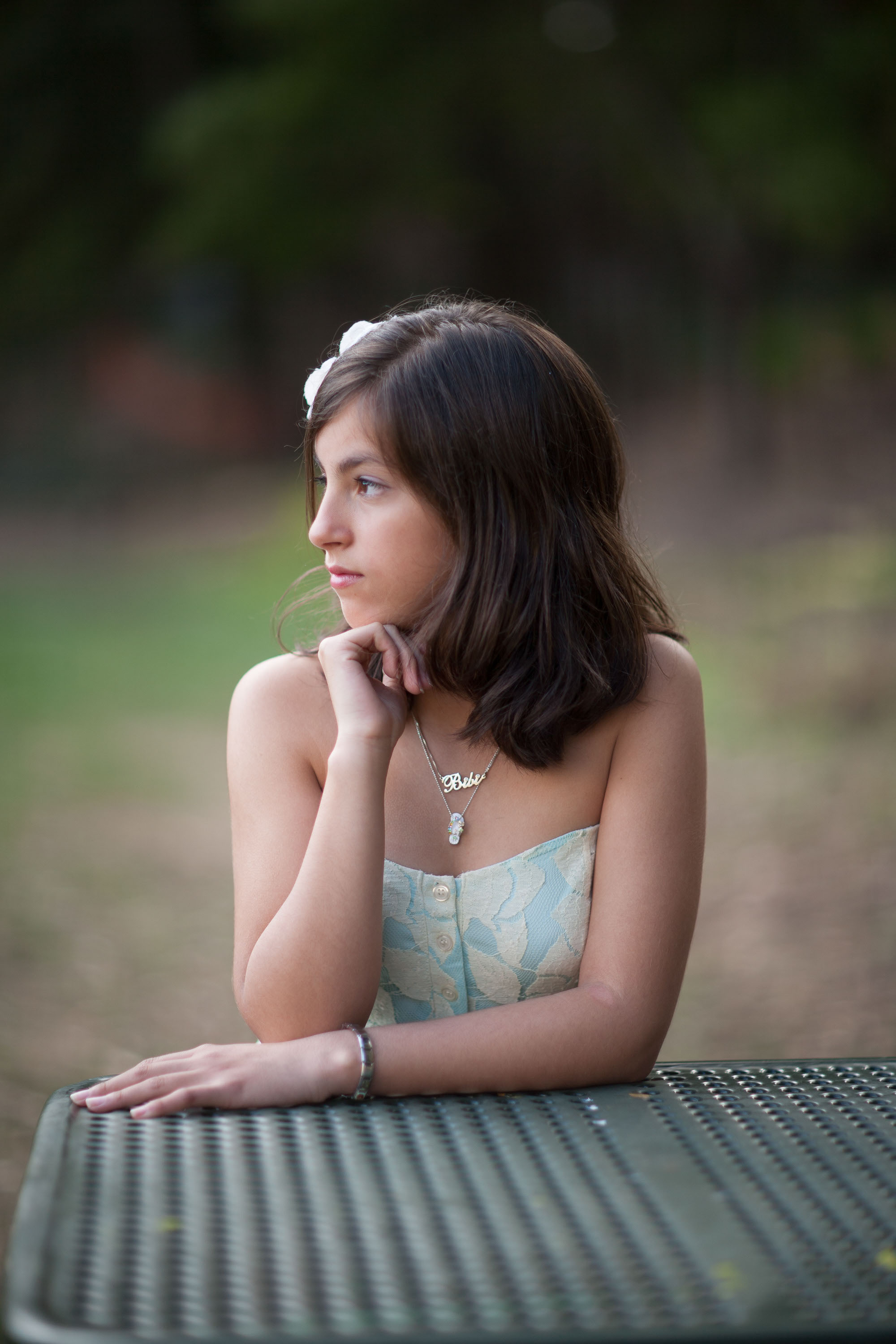 A sensitive portrait of a tween girl made at San Francisco's Glen Canyon Park.