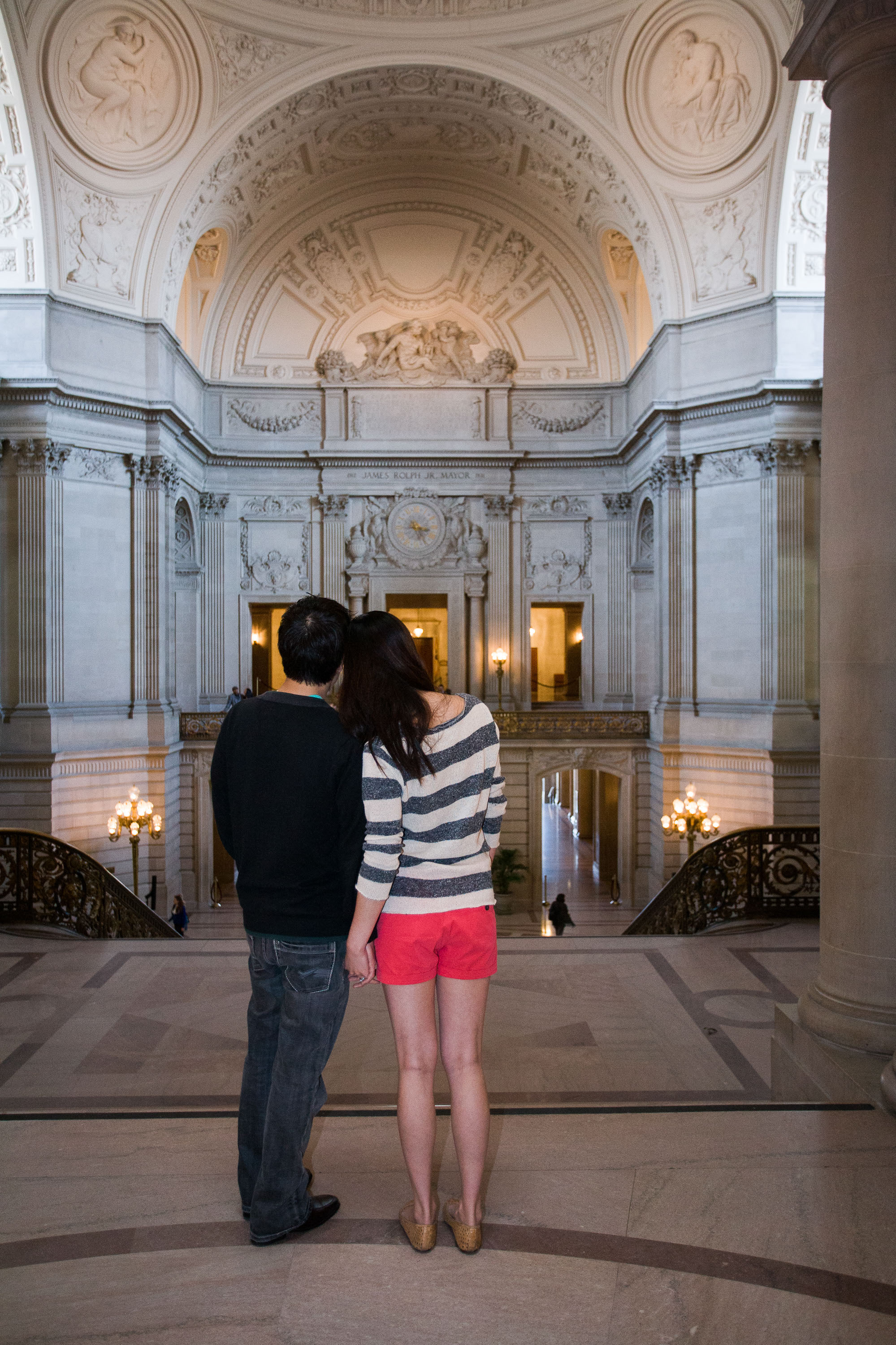 Enjoying the incredible architecture inside at a San Francisco City Hall wedding