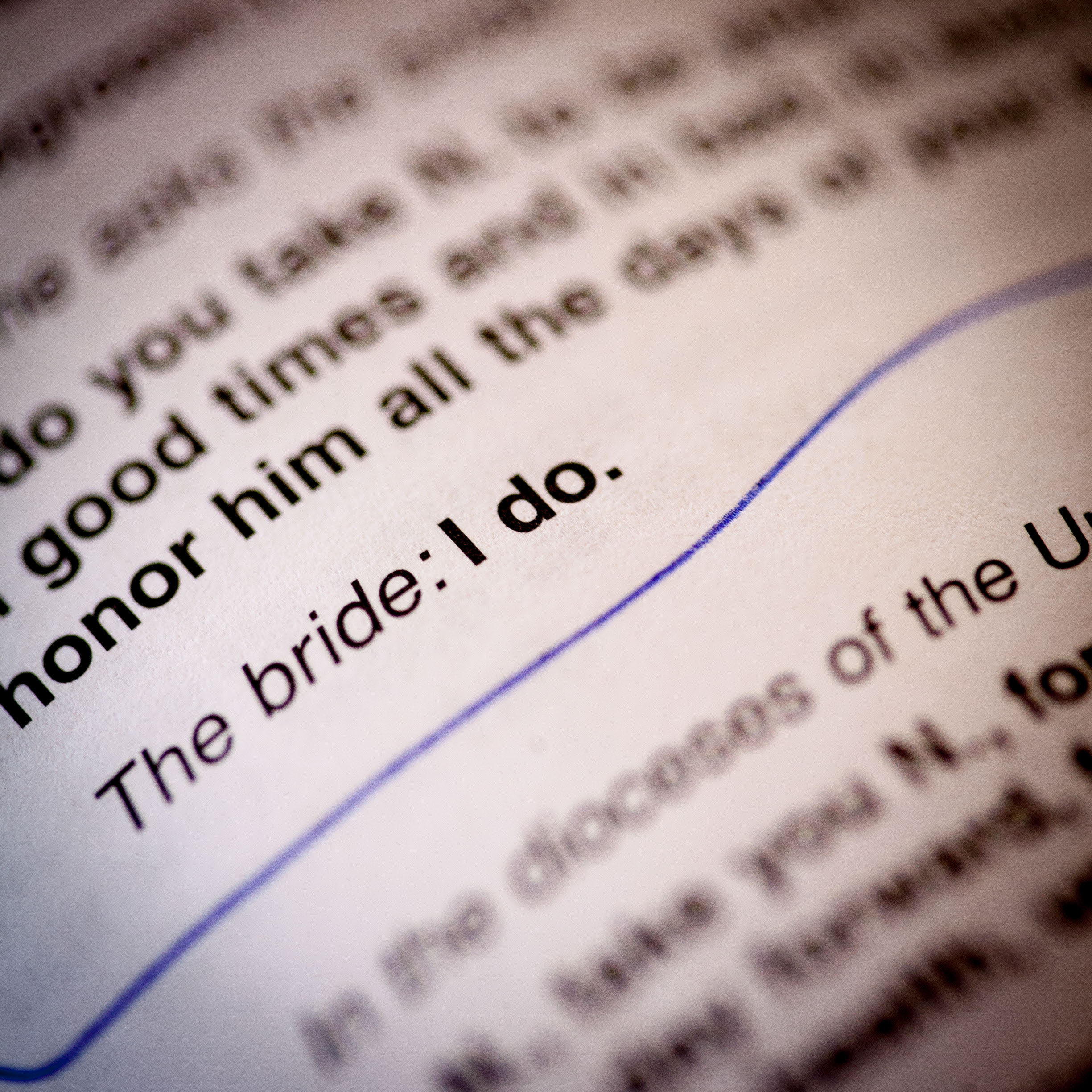 Close-up of the bridal vows, at Old St. Mary's Church in San Francisco