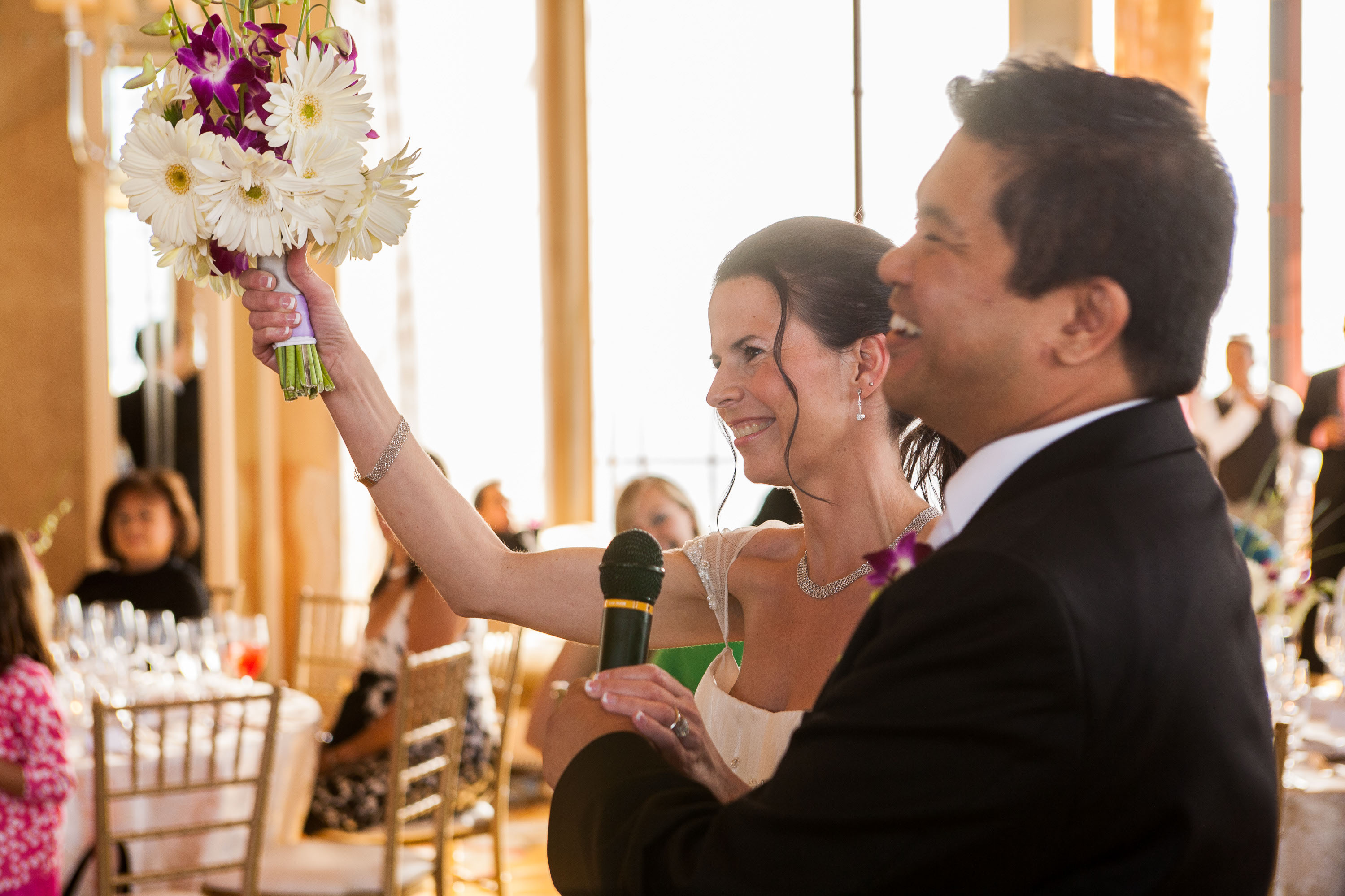 The bride and groom thank their guests,  at the St. Francis Hotel in San Francisco