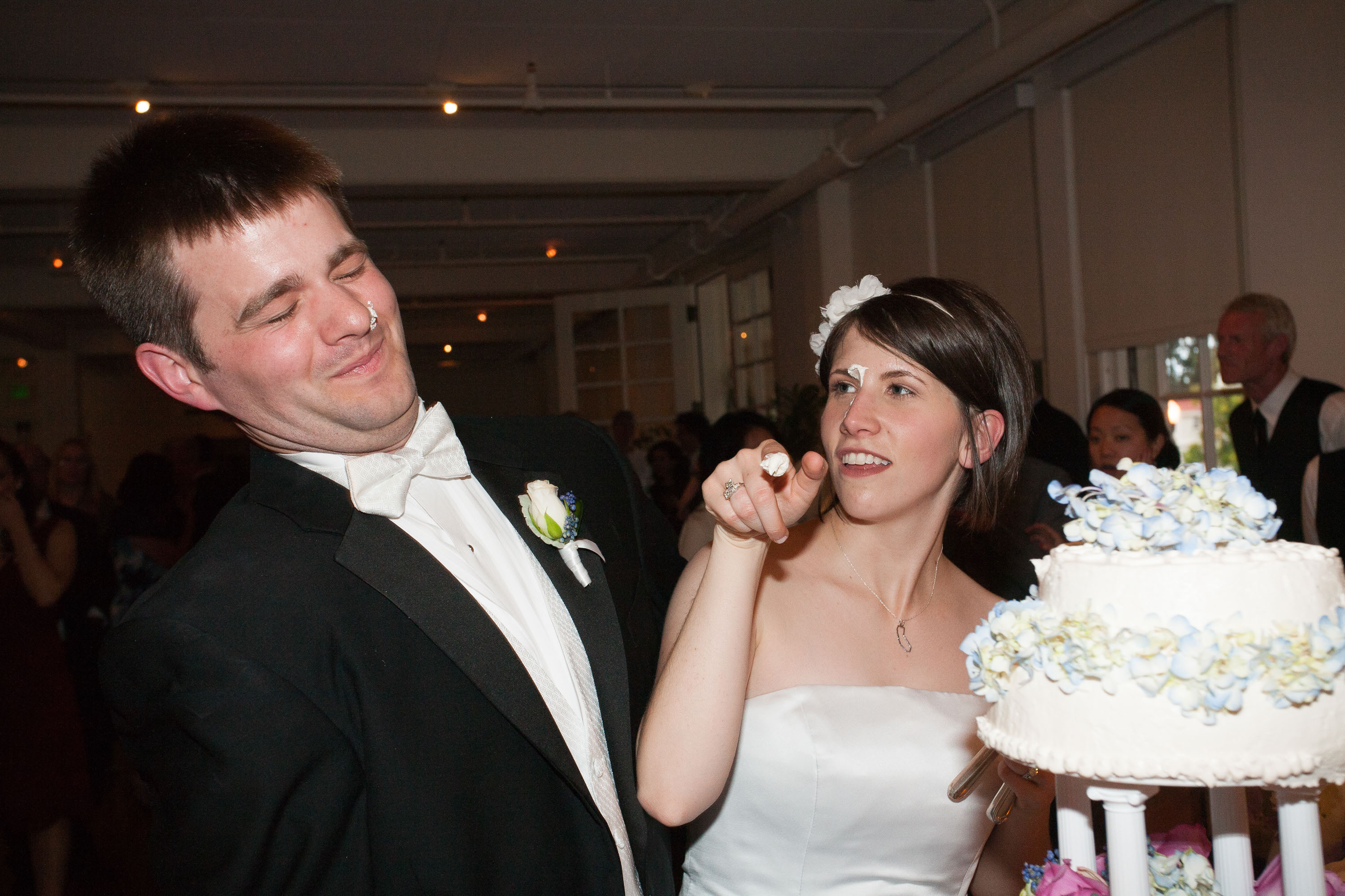 Corey dabs a little froston on John's nose. It seems he missed a spot.  At The San Francisco Film Centre